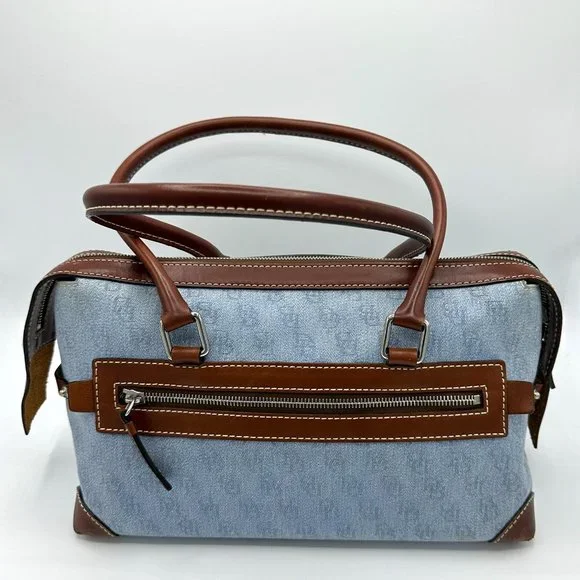 Vintage DOONEY & BOURKE Y2K Sig Double Pocket Denim Canvas Satchel - Picture 4 of 16